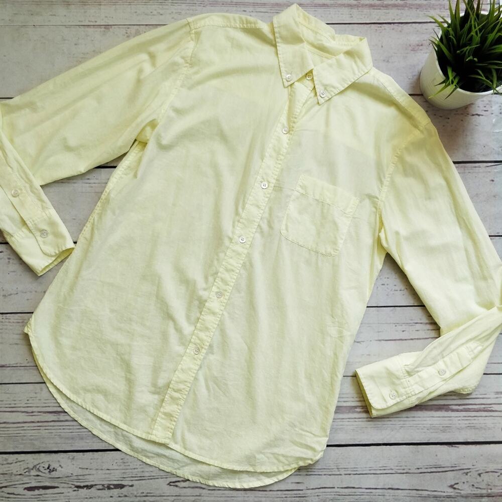 EQUIPMENT FEMME Yellow Button-Down Cotton Long Sleeve Shirt S